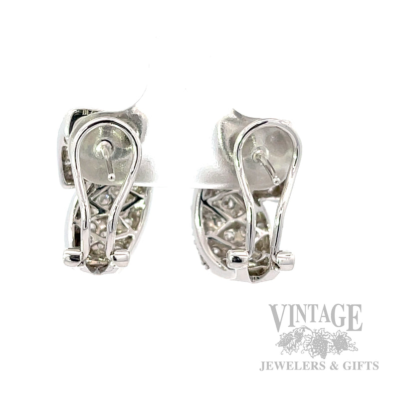 Bypass Pave Diamond 14k White Gold Huggie Earrings