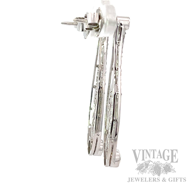 Antique Diamond Drop Platinum Earrings