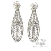 Antique Diamond Drop Platinum Earrings