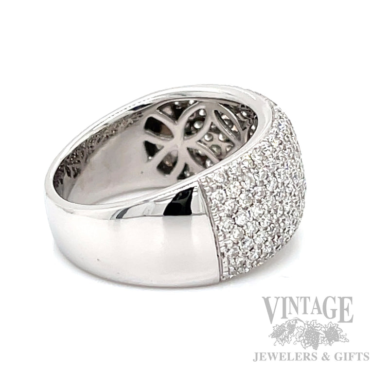 Domed Diamond Pave 14k White Gold Ring
