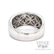 Domed Diamond Pave 14k White Gold Ring Back/Interior View