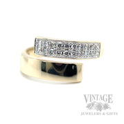 Open Bypass Diamond Pave 14k Gold Ring Front View