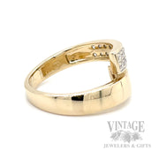 Open Bypass Diamond Pave 14k Gold Ring Side View