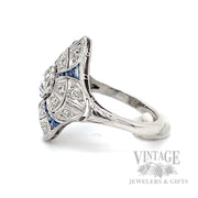 Antique Sapphire and Diamond Platinum Ring Other side
