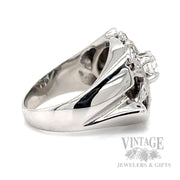 Vintage Floral 14k white gold and .68 CTW diamond ring side