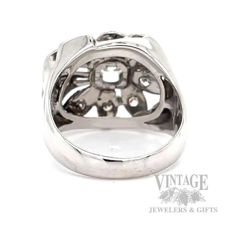 Vintage Floral 14k white gold and .68 CTW diamond ring bottom