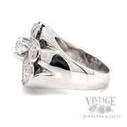 Vintage Floral 14k white gold and .68 CTW diamond ring Side