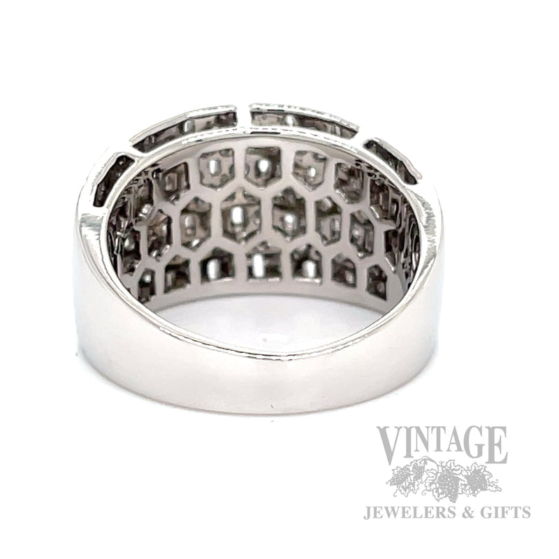 Diamond .90 CTW Honeycomb 14K White Gold Wide Band Ring Gallery