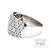 Diamond .90 CTW Honeycomb 14K White Gold Wide Band Ring Side
