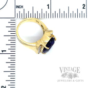Bypass Amethyst and Diamond 18k Gold Ring Scale View