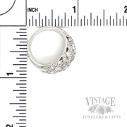 Domed Diamond Rows 14k White Gold Ring Scale View