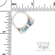 Bow Tie Aquamarine Diamond Accented 18k White Gold Ring Scale View