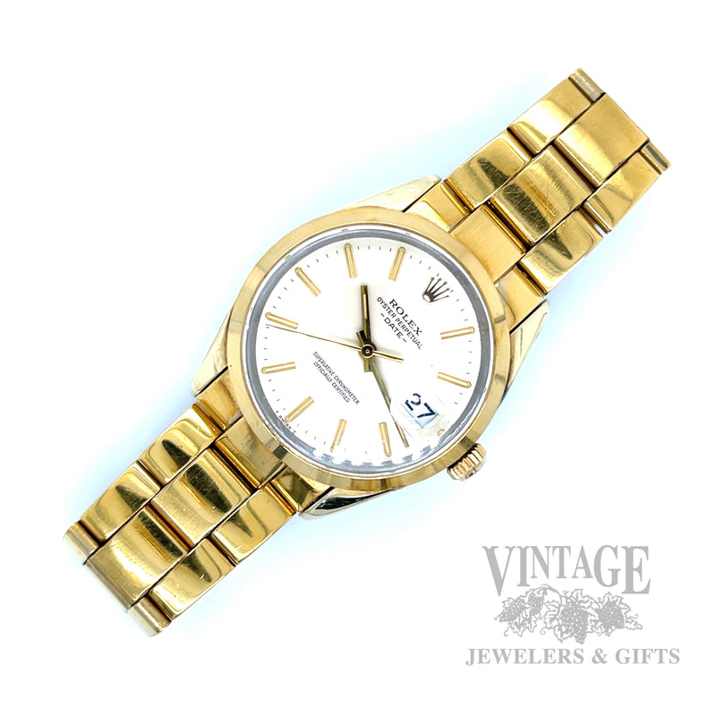 Vintage Rolex Oyster Perpetual Date 15505 Gold Shell Automatic Watch – Circa 1982 Pre-Owned