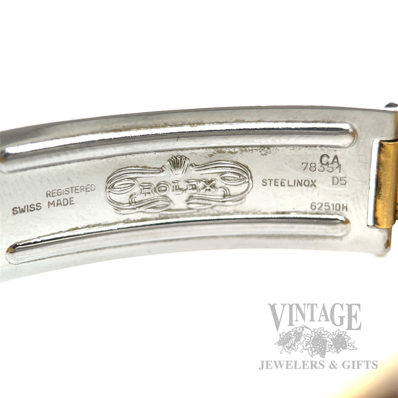 Vintage Rolex Oyster Perpetual Date 15505 Gold Shell Automatic Watch – Circa 1982 Pre-Owned Clasp