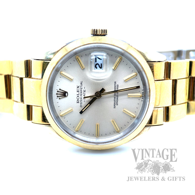Vintage Rolex Oyster Perpetual Date 15505 Gold Shell Automatic Watch – Circa 1982 Pre-Owned Dial