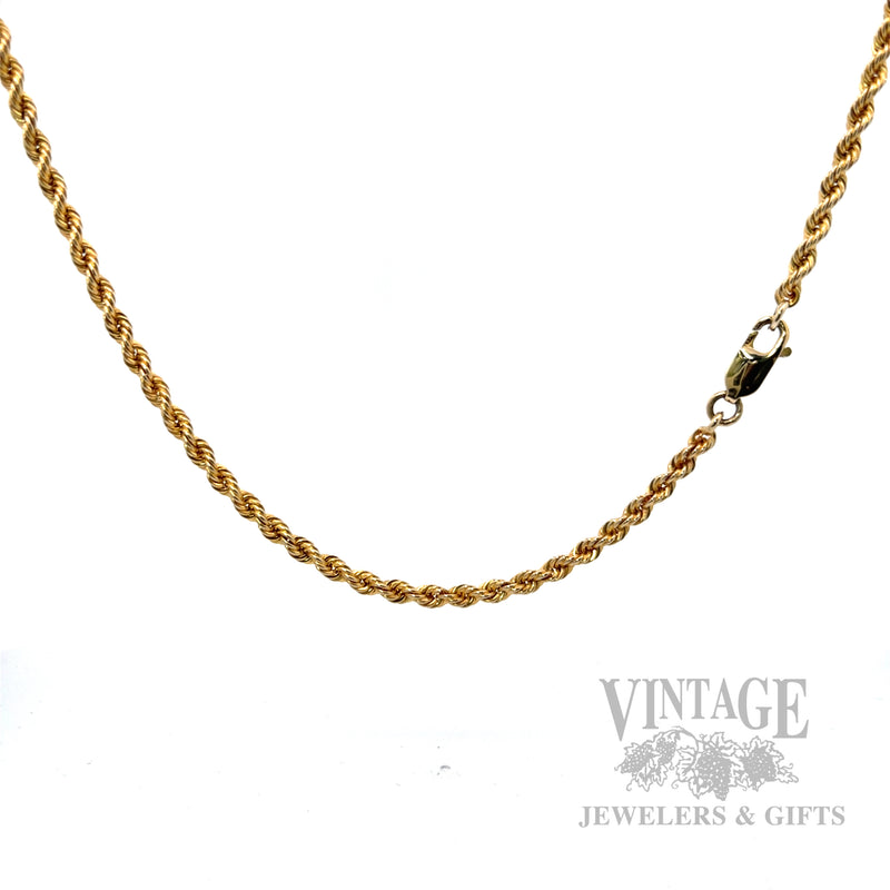 24" Solid 3.5 mm 14k Gold Rope Chain Necklace