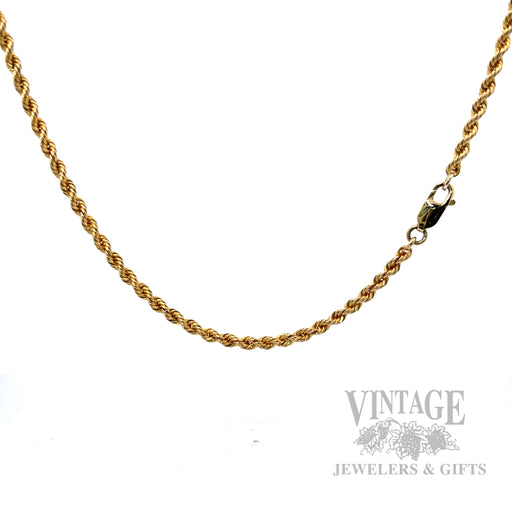 24" Solid 3.5 mm 14k Gold Rope Chain Necklace