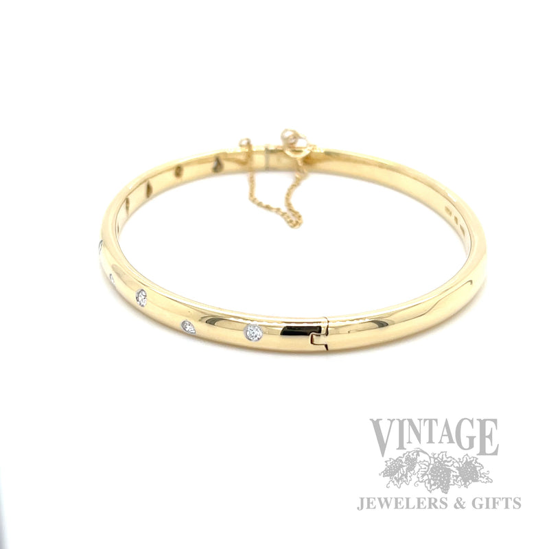 Tiffany & Co. Étoile 0.30 CTW Diamond 18K Gold & Platinum Hinged Bangle Bracelet Side