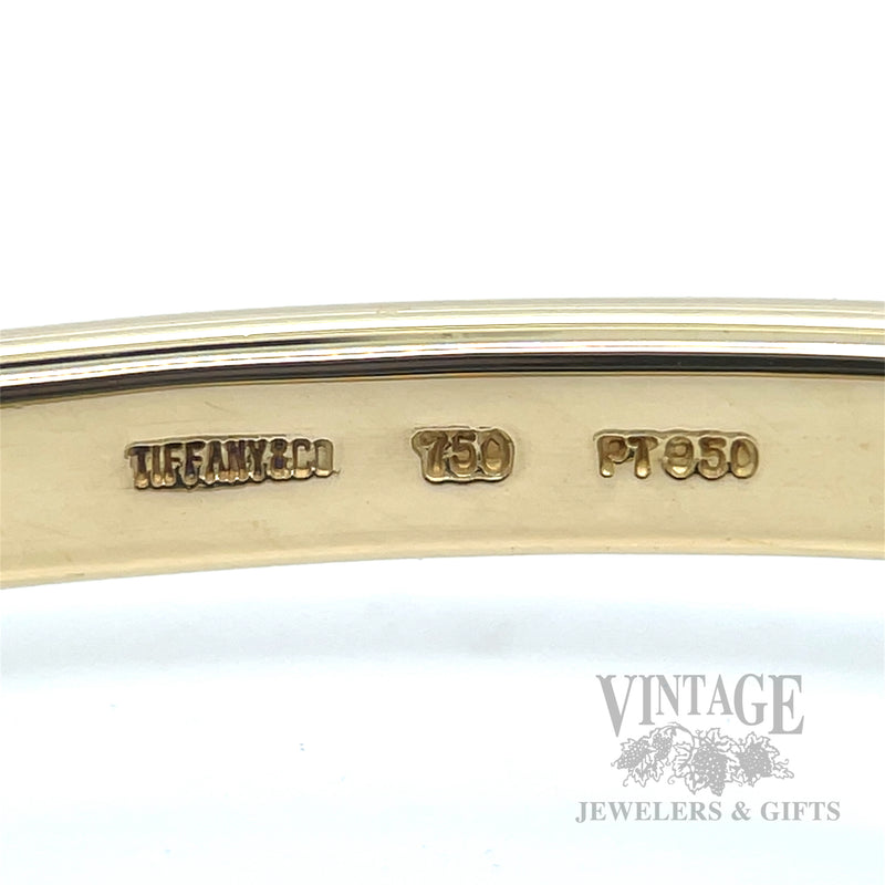 Tiffany & Co. Étoile 0.30 CTW Diamond 18K Gold & Platinum Hinged Bangle Bracelet Stamp and Hallmark