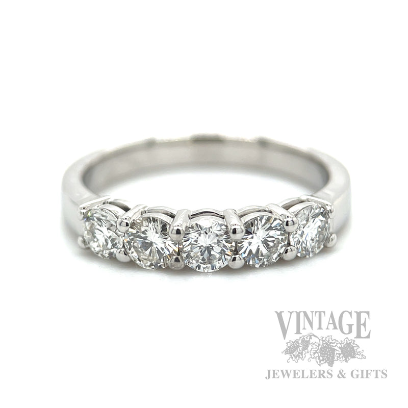 Five Stone Diamond 14k White Gold Ring Band