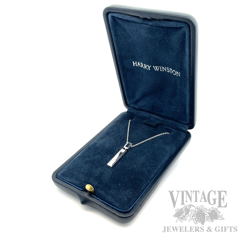 Harry Winston Diamond 18k White Gold Necklace Original Box