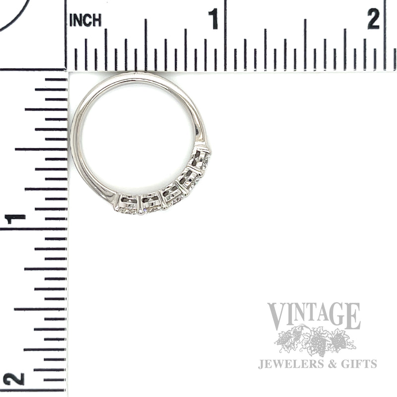 Five Stone Diamond 14k White Gold Ring Band Scale View