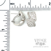 Bypass Pave Diamond 14k White Gold Huggie Earrings Scale View