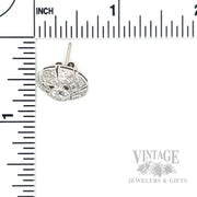 Diamond Button 17k White Gold Earrings Scale View