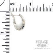 Graduated Diamond Huggie 18k White Gold Earrings Scale View
