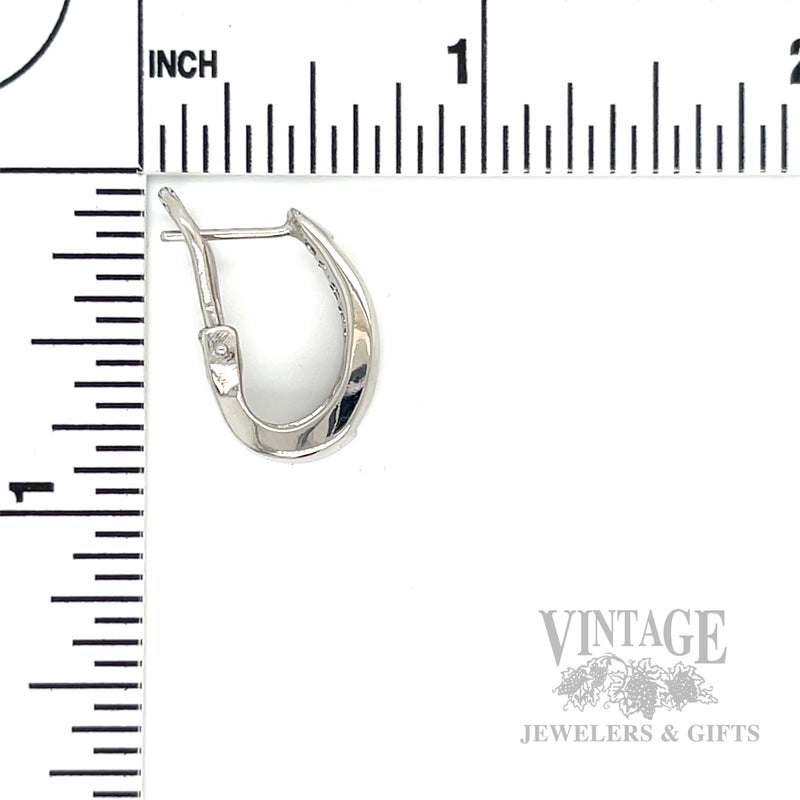 Graduated Diamond Huggie 18k White Gold Earrings Scale View