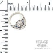Antique Sapphire Diamond 14k and Platinum Ring Scale View