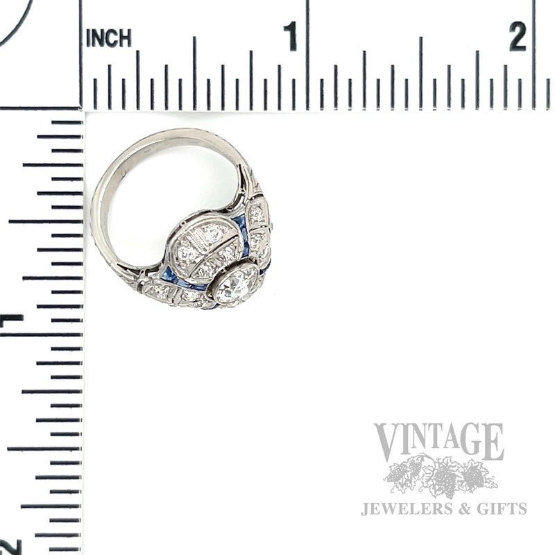 Antique Sapphire Diamond 14k and Platinum Ring Scale View