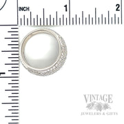 Domed Diamond Pave 14k White Gold Ring Scale View