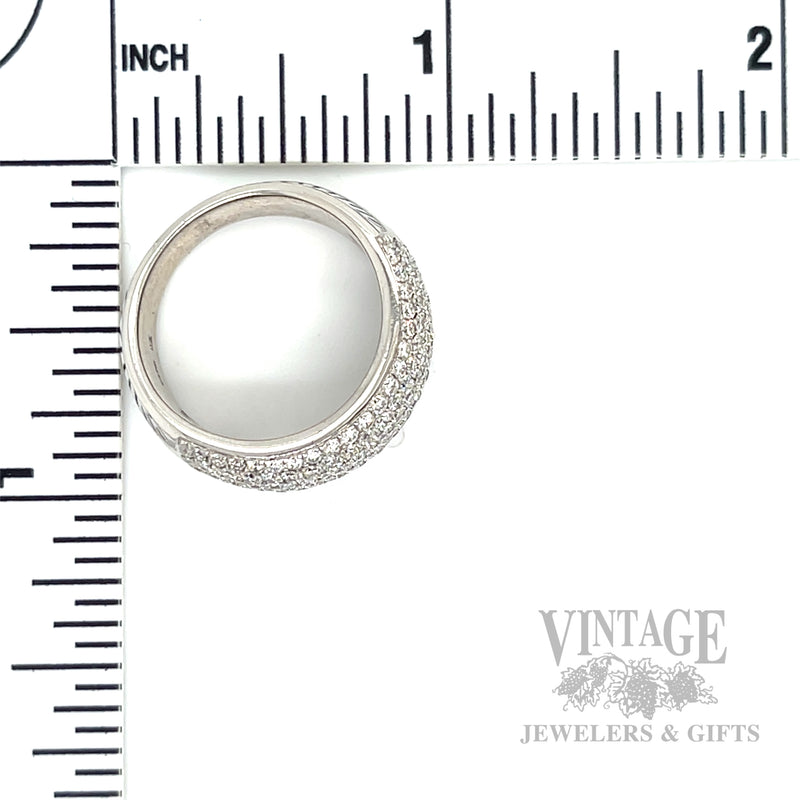 Domed Diamond Pave 14k White Gold Ring Scale View