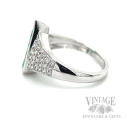 Teardrop Paraiba Pave 18k White Gold Ring Side View