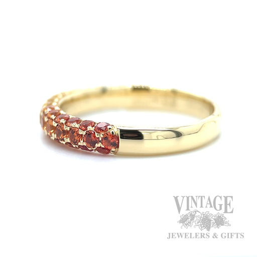 Golden Ombre Sapphire and Diamond 18k Gold Ring First Side View