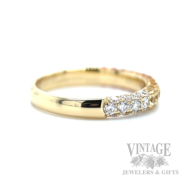 Golden Ombre Sapphire and Diamond 18k Gold Ring Second Side View