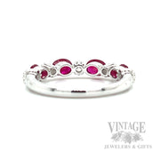 Ruby and Diamond 14k White Gold Ring Band Back/Interior View