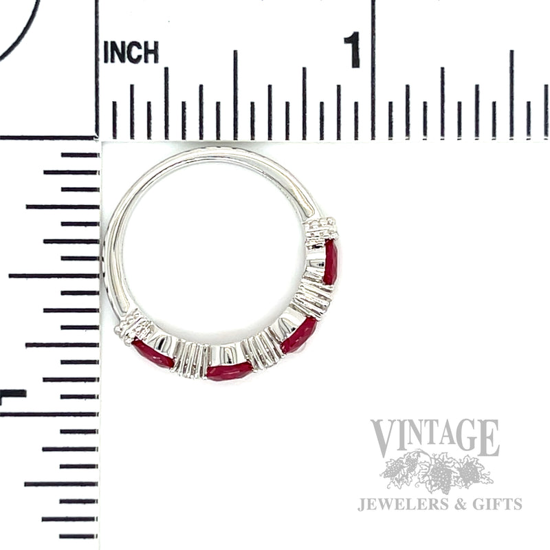 Ruby and Diamond 14k White Gold Ring Band Scale View