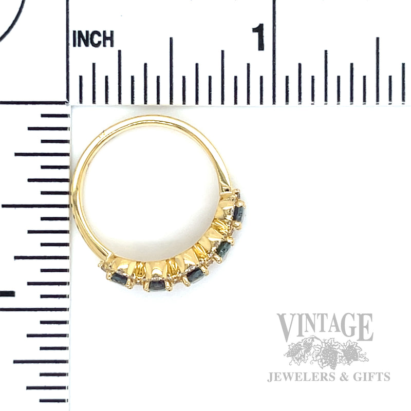 Five Stone Halo Alexandrite and Diamond 18K Gold Ring Scale View