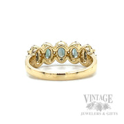 Five Stone Halo Alexandrite and Diamond 18K Gold Ring Back/Interior View
