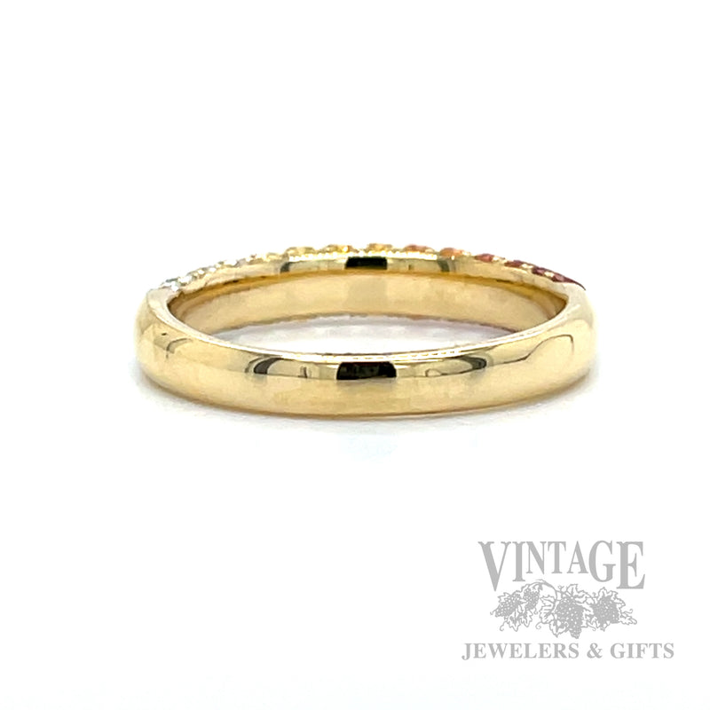 Golden Ombre Sapphire and Diamond 18k Gold Ring Back/Interior View
