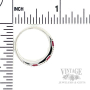 Checkerboard Ruby and Diamond 14k White Gold Ring Scale View