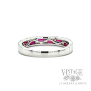 Checkerboard Ruby and Diamond 14k White Gold Ring Back/Interior View