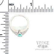 Teardrop Paraiba Pave 18k White Gold Ring Scale View