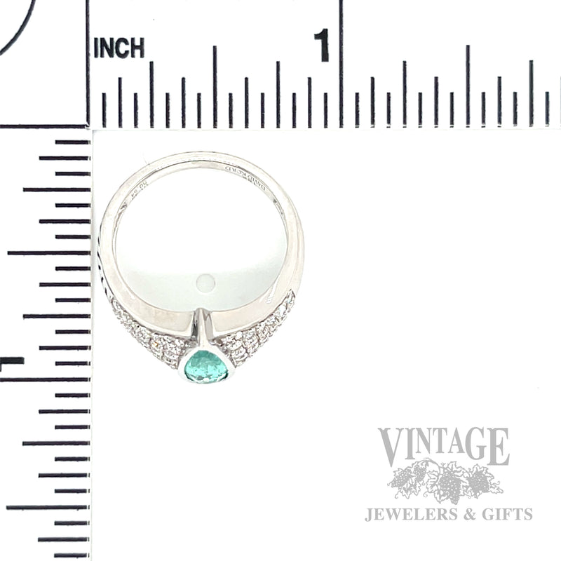 Teardrop Paraiba Pave 18k White Gold Ring Scale View