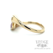 Bezeled Bypass Pink Sapphire 14k Gold Ring Side View