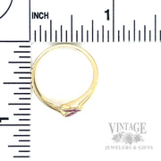Bezeled Bypass Pink Sapphire 14k Gold Ring Scale View