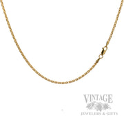 20" Wheat Chain 2.2 mm 14k Gold Chain Necklace Front/Clasp View