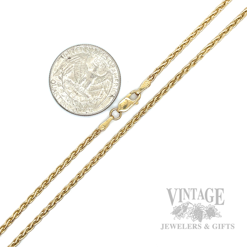 20" Wheat Chain 2.2 mm 14k Gold Chain Necklace Scale View